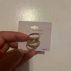 Kohl's LC Lauren Conrad Gold and Red Ring Set